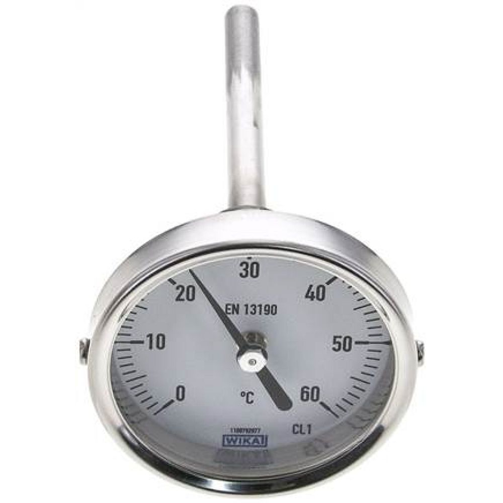 Wika TW 6063100 Bimetallthermometer, waagerecht D63/0 bis +60°C/100mm