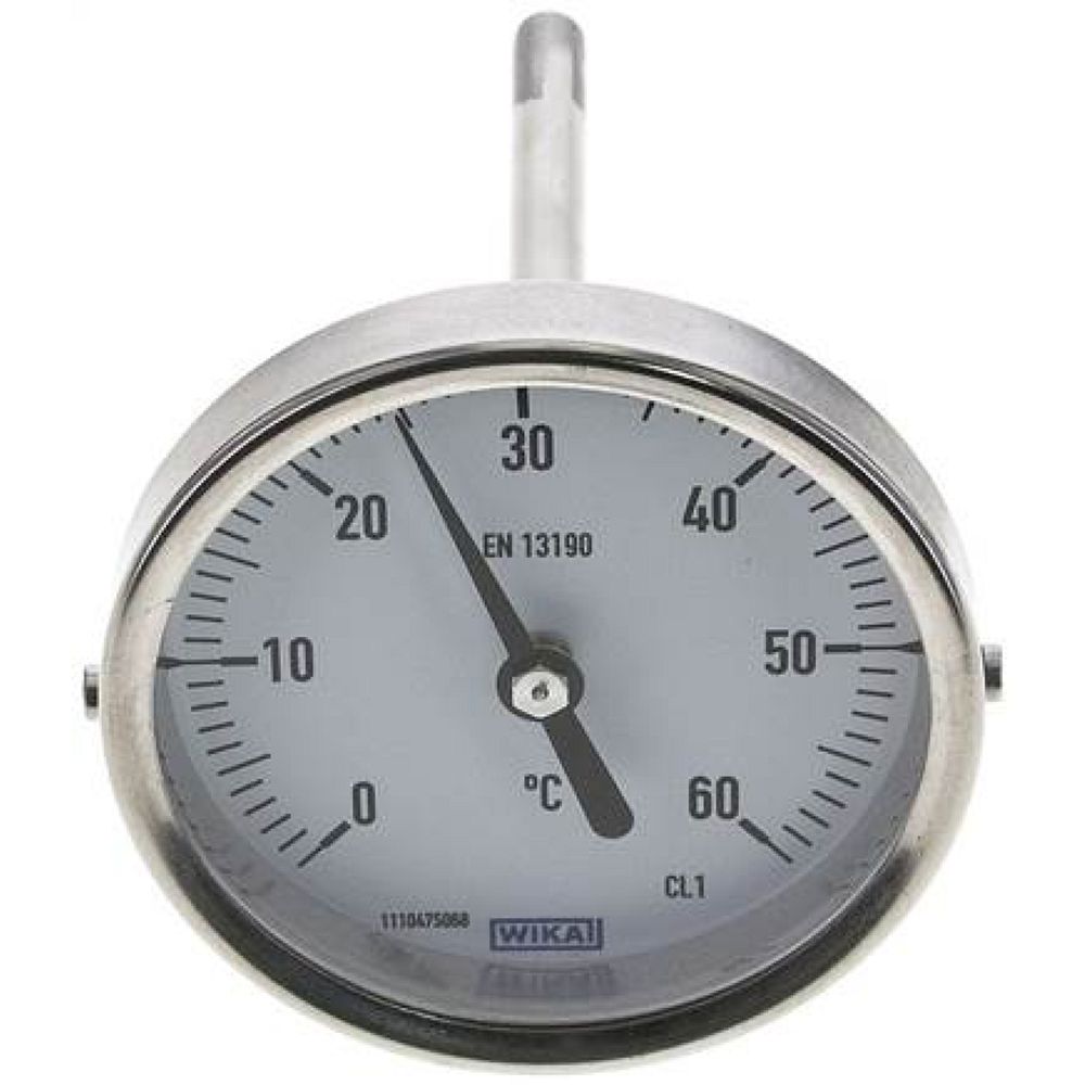 Wika TW 6080100 Bimetallthermometer, waagerecht D80/0 bis +60°C/100mm