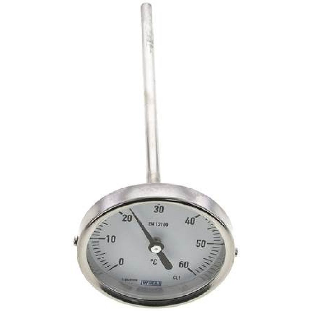 Wika TW 6080200 Bimetallthermometer, waagerecht D80/0 bis +60°C/200mm