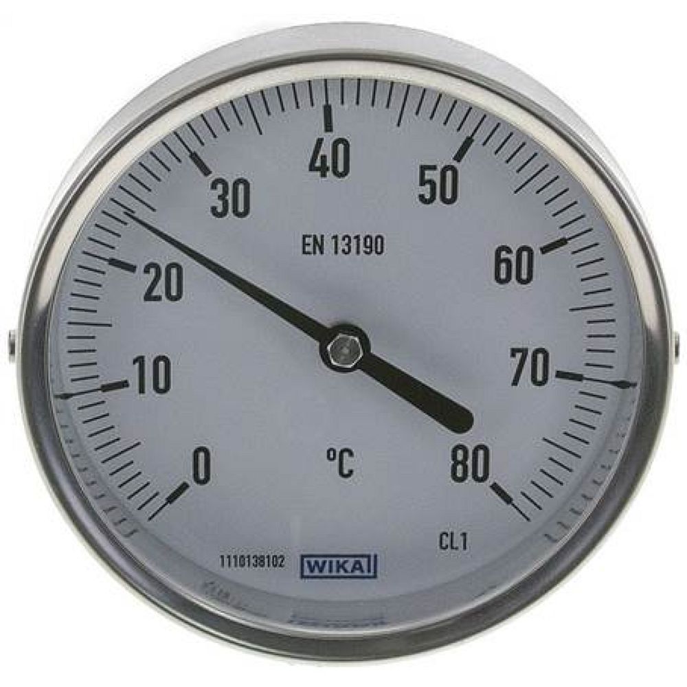 Wika TW 8010063 Bimetallthermometer, waagerecht D100/0 bis +80°C/63mm