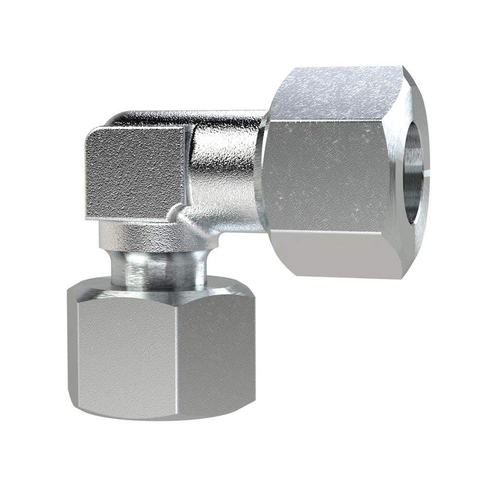 Riegler 158982.Adjust. angled screw connection, Pipe ext. Ø 6, galvanised steel