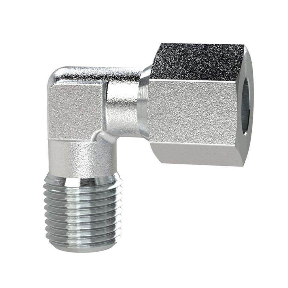 Riegler 159168. Winkel-Einschraubverschraubung, NPT 1/8 a., Rohr-Ø 6, Stahl verz.