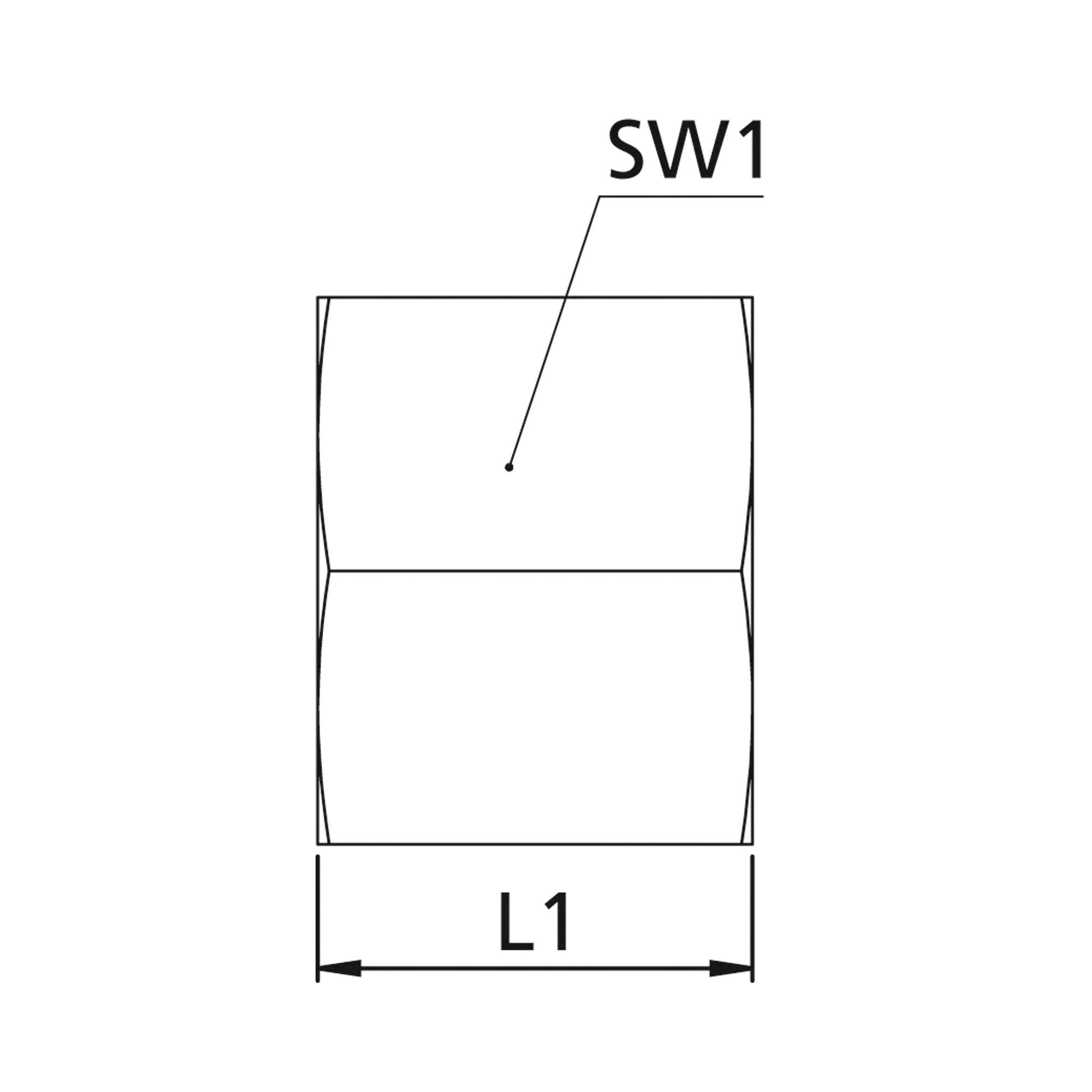Überwurfmutter, M30x2,0, Rohr-Außen-Ø 20 mm, SW1 36, Stahl verz. - Riegler 159368