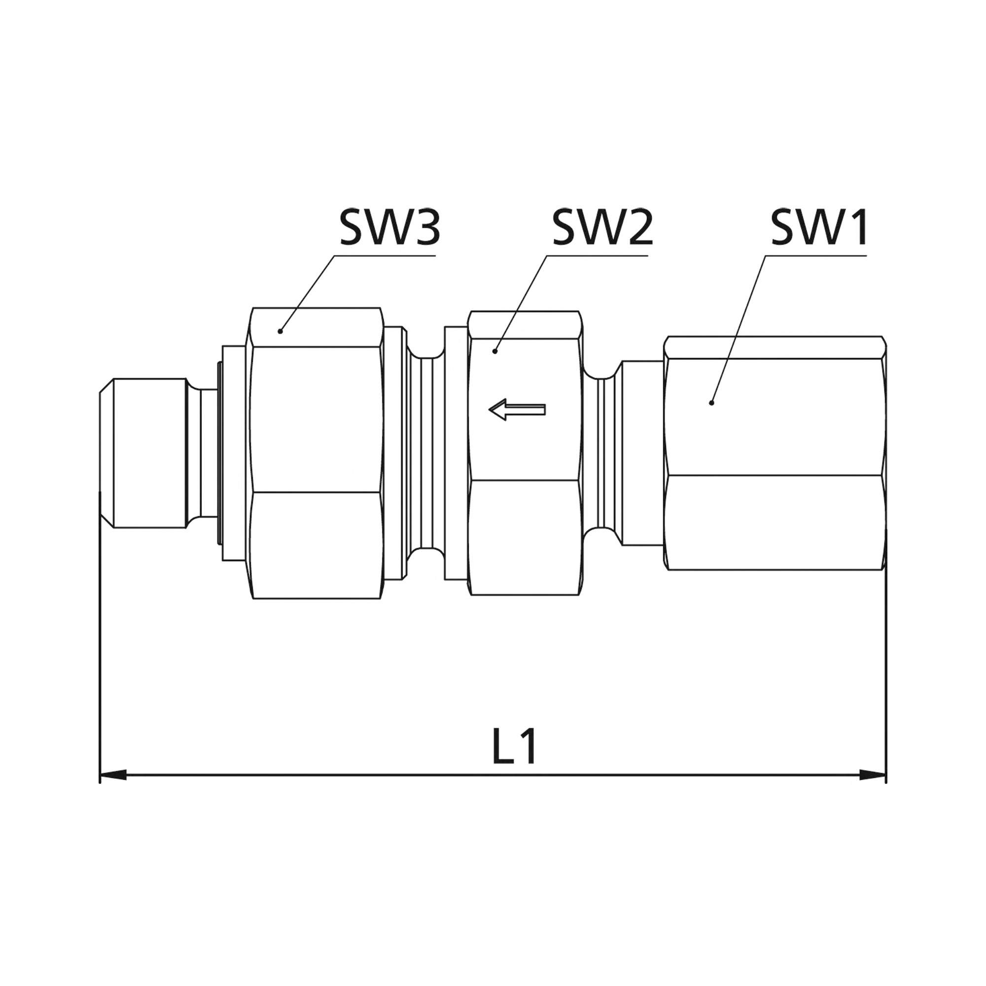Non-return valve, G3/8o., Pipe ext. Ø12, PN max.400, galv. steel - Riegler 159461