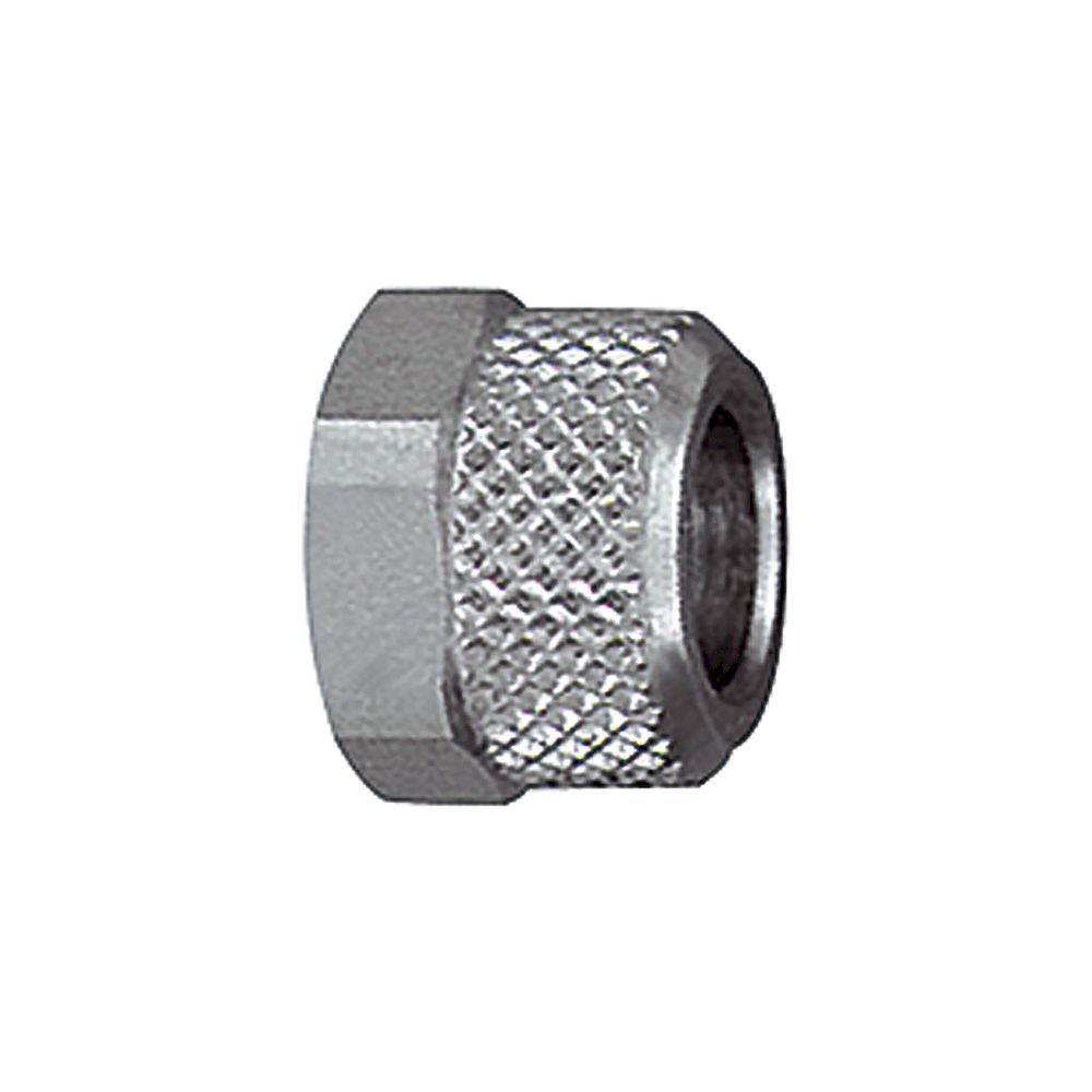 Riegler 110640.Coupling nut, M8x1, for hose 4/2, AF 10, nickel-plated brass