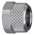 Riegler 110641.Coupling nut, M7x0.75, for hose 5/3, AF 8, nickel-plated brass