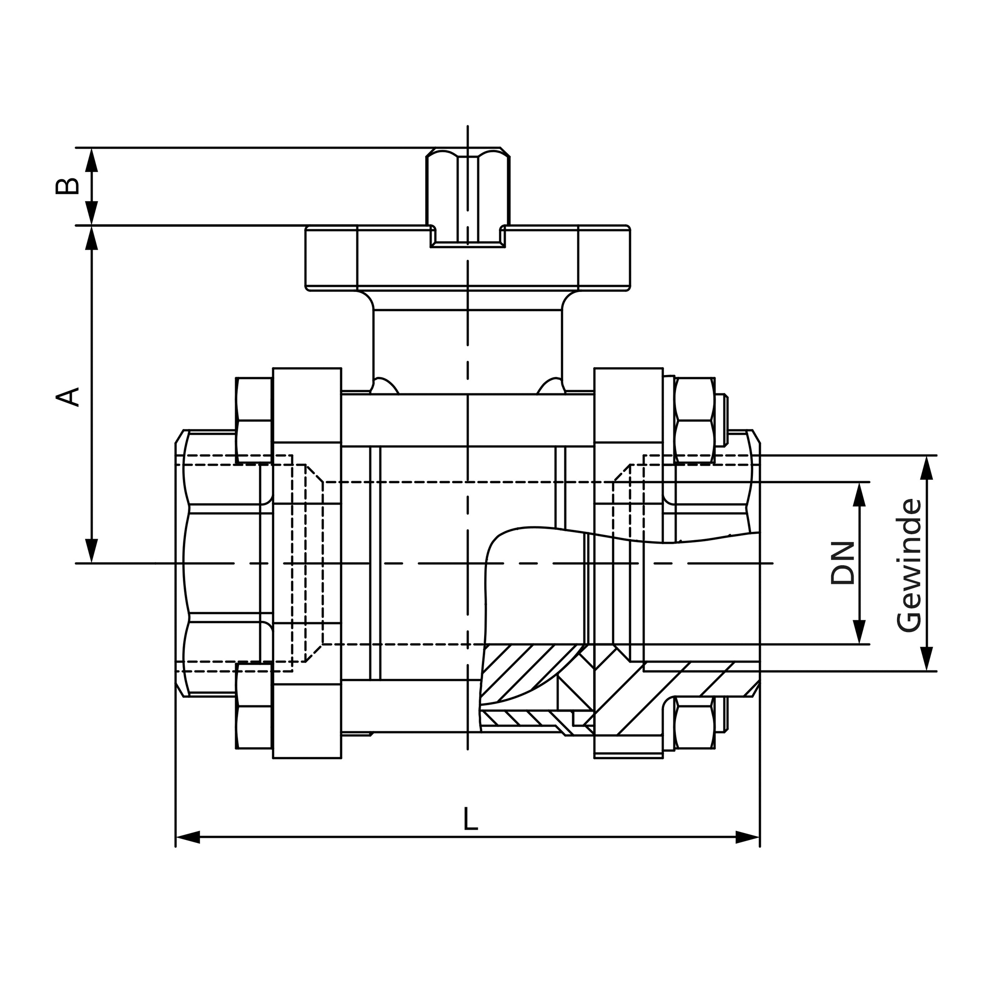 Ball valve, 3-pc, ISO mount. flange, stainl. steel, Rp 1, DN 25 - Riegler 164035