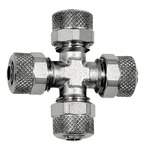 Riegler 110639.Cross connection, for hose 10/8 mm, AF 12, nickel-plated brass