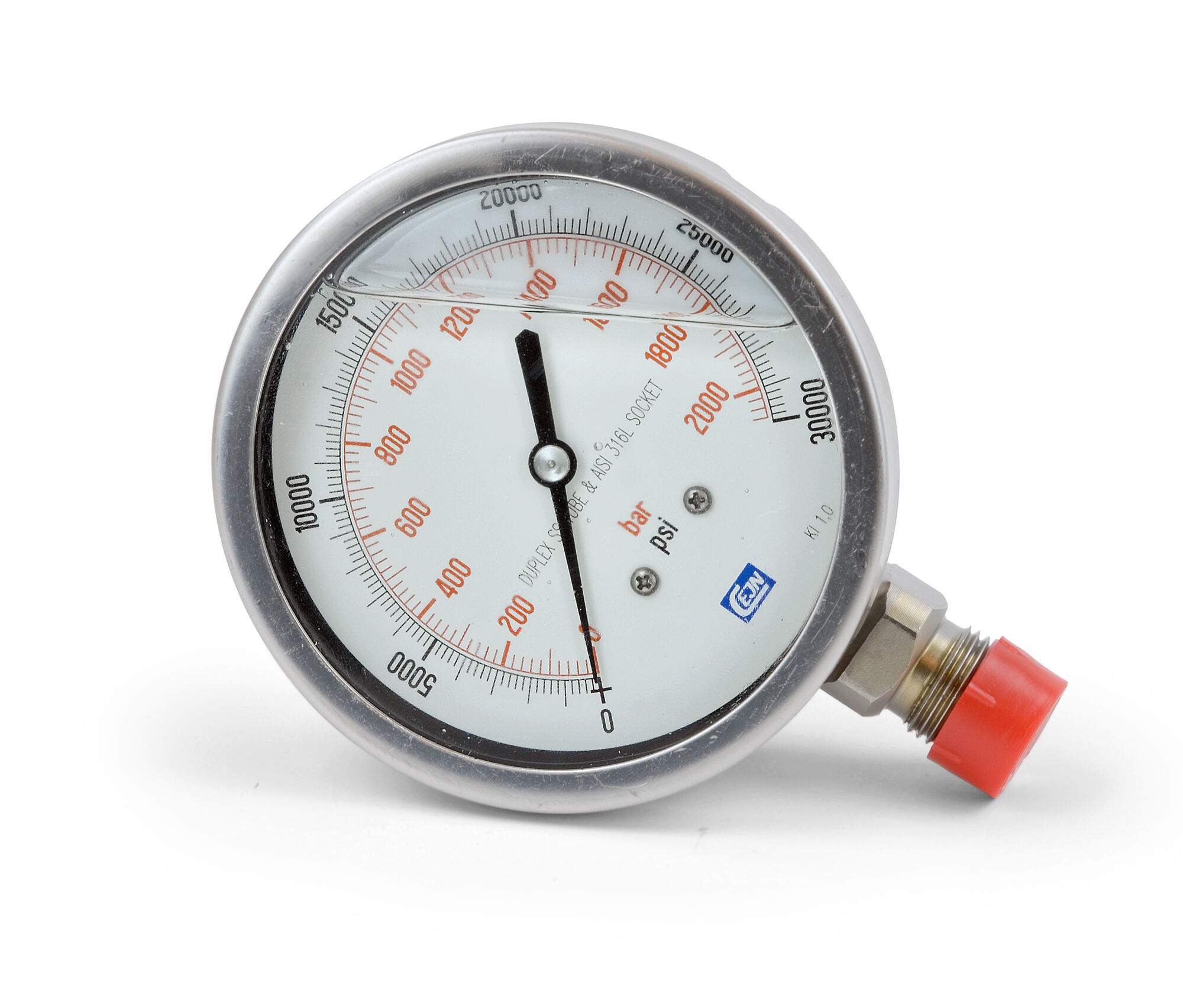 Manometer Ø 100 mm, glyceringefüllt, G 1/2", 30000 psi, Edelstahl - Cejn 199403122