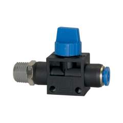 Riegler 110088.Blocking valve »Blue Series«, Plug connector, R 1/4 o., hose Ø 6