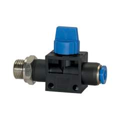 Riegler 110077.Blocking valve »Blue Series«, Plug connector, G 1/4 o., hose Ø 6