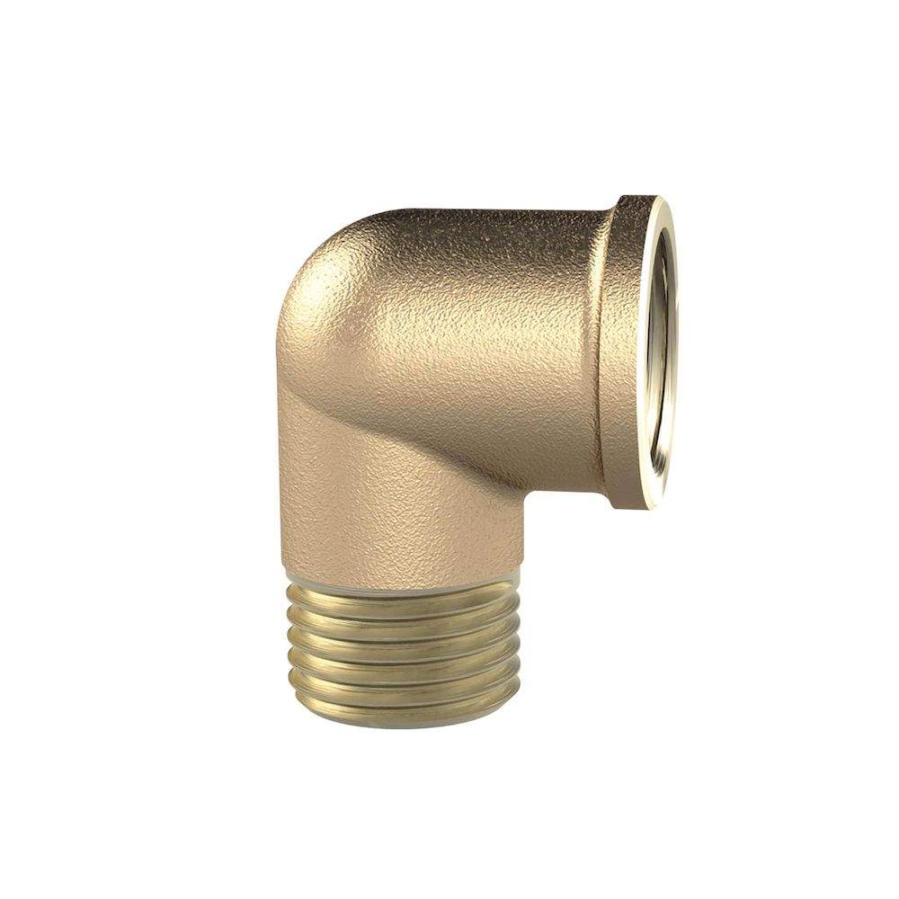 Riegler 194108.Angled piece, 90°, interior / exterior, G1/4, 16bar, bright brass