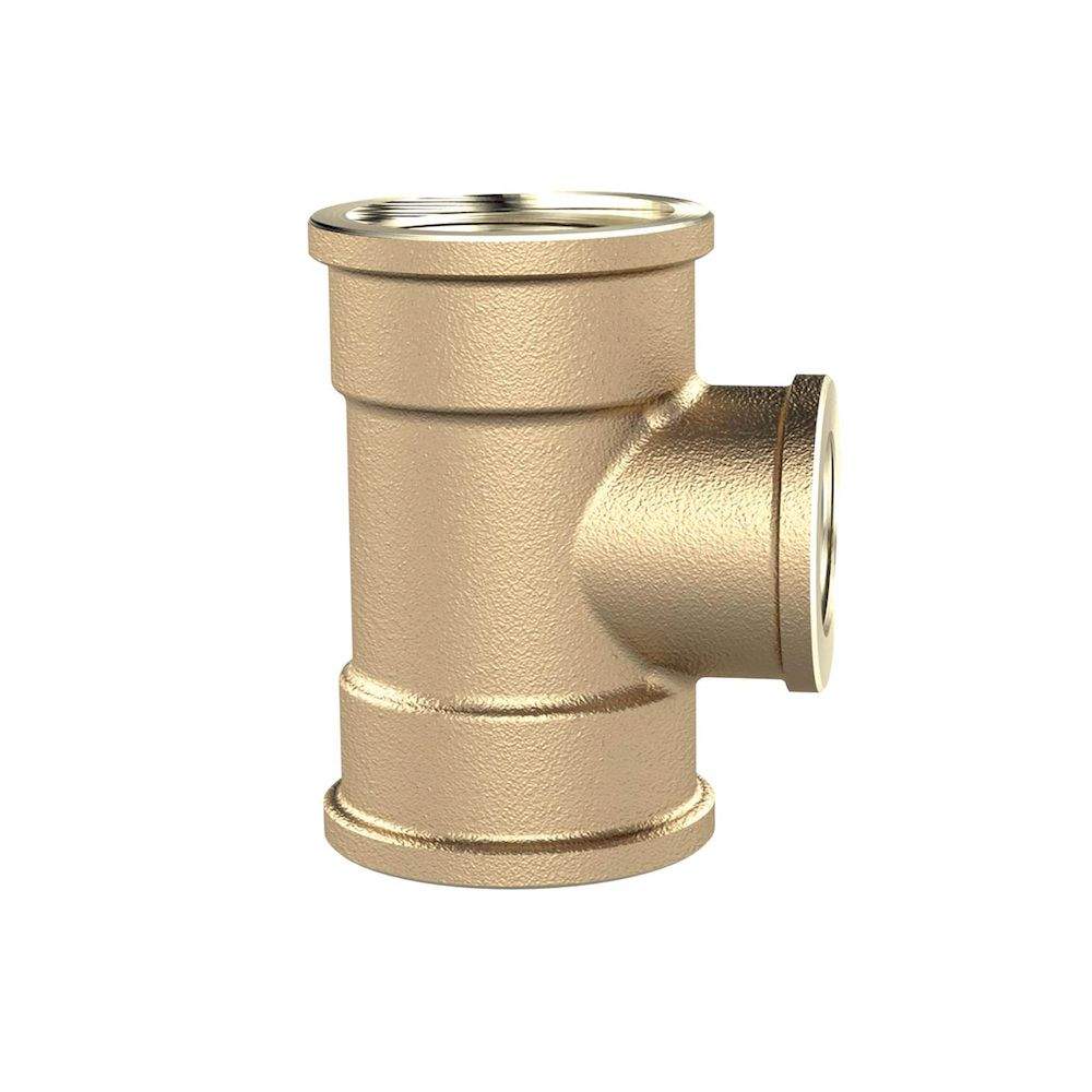 Riegler 194132.T-reducer, 3xint.thread, 2xG1i, Outlet G3/4, 16 bar, bright brass