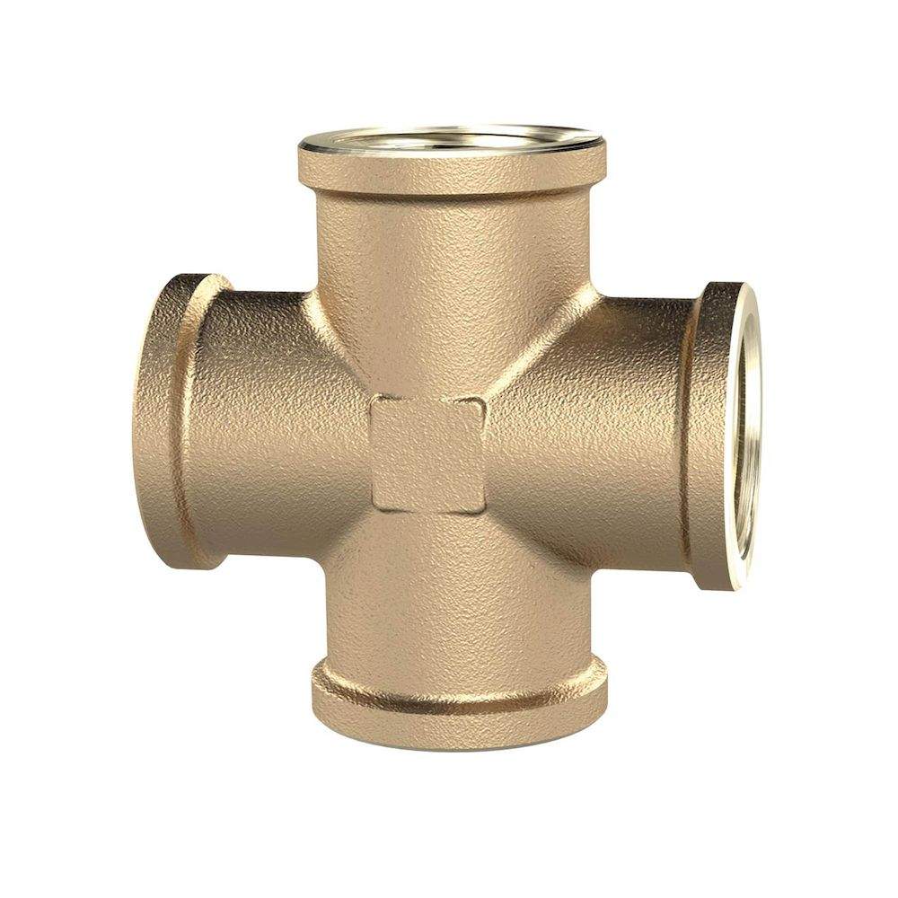 Riegler 194133.Cross-piece, 4x interior thread, G 1/2, 16 bar, bright brass