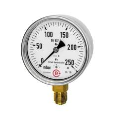 Riegler 199277. Kapselfedermanometer, CrNi-Stahl, G 1/2 unten, 0-100 mbar, Ø 100
