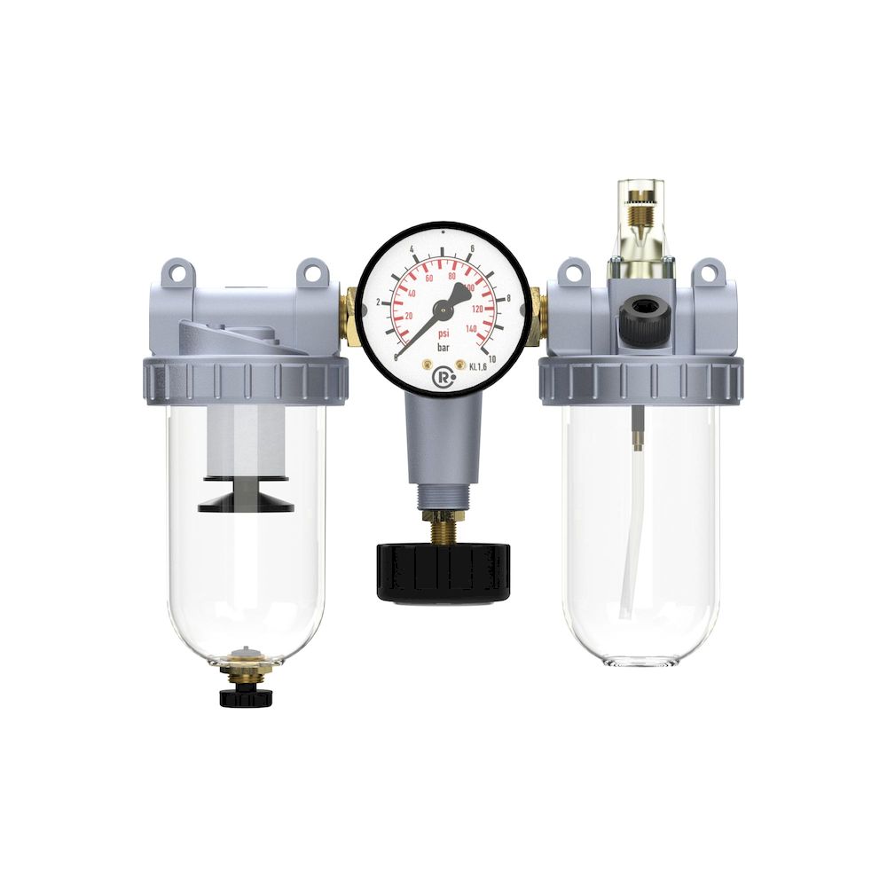 Riegler 206302.Service unit 3-part »Standard« with PC container, Size 2, G 3/8