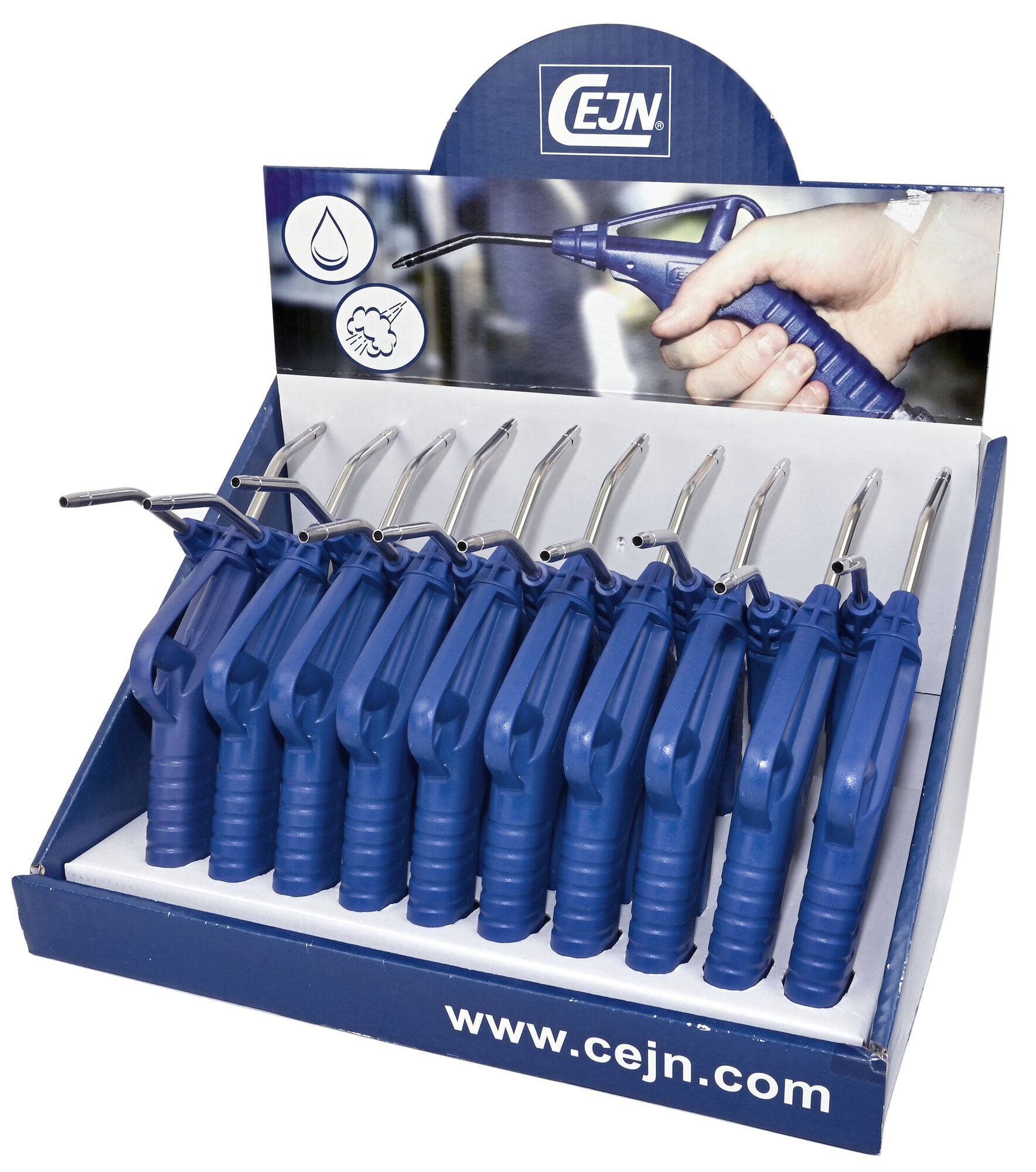 Series 208 blow gun, display pack with eight tools, Rc 1/4", plastic and stainless steel - Cejn 112089984
