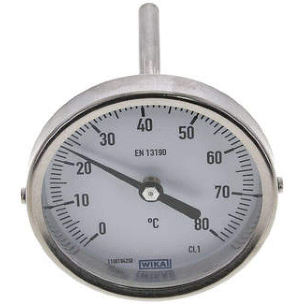 Wika TW 8080100 Bimetallthermometer, waagerecht D80/0 bis +80°C/100mm