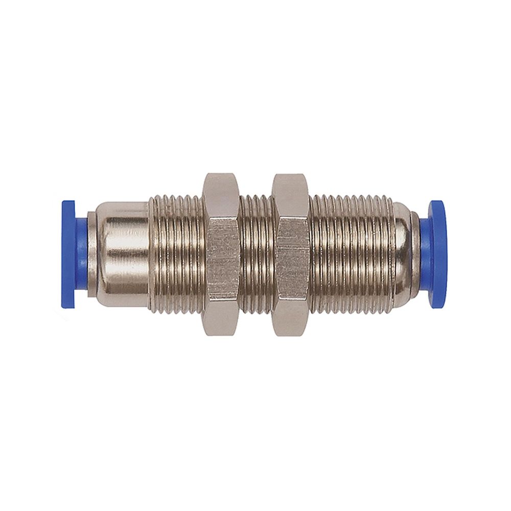 Riegler 110211.Straight push-in bulkhead connector »Blue Series«, Self-locking