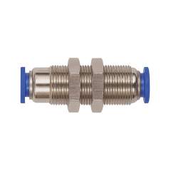 Riegler 110211.Straight push-in bulkhead connector »Blue Series«, Self-locking