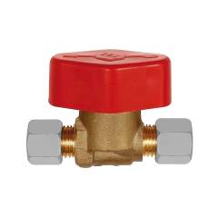 Riegler 103746.Quick connect blocking valve bright brass, 6 mm pipe connection