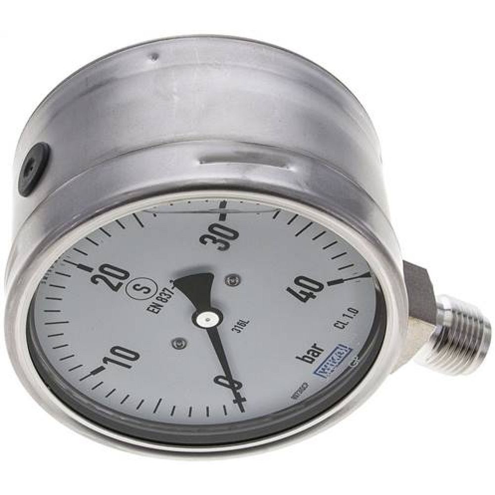 Wika MSS 40100 GLY ES Gly.-Sicherheits-Manometer senkrecht,100mm, 0-40 bar