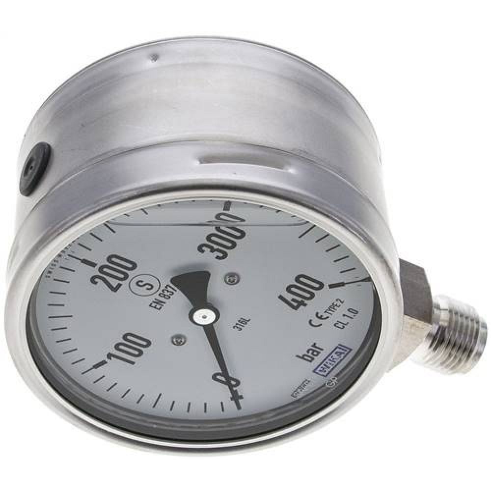 Wika MSS 400100 GLY ES Gly.-Sicherheits-Manometer senkrecht,100mm, 0-400 bar