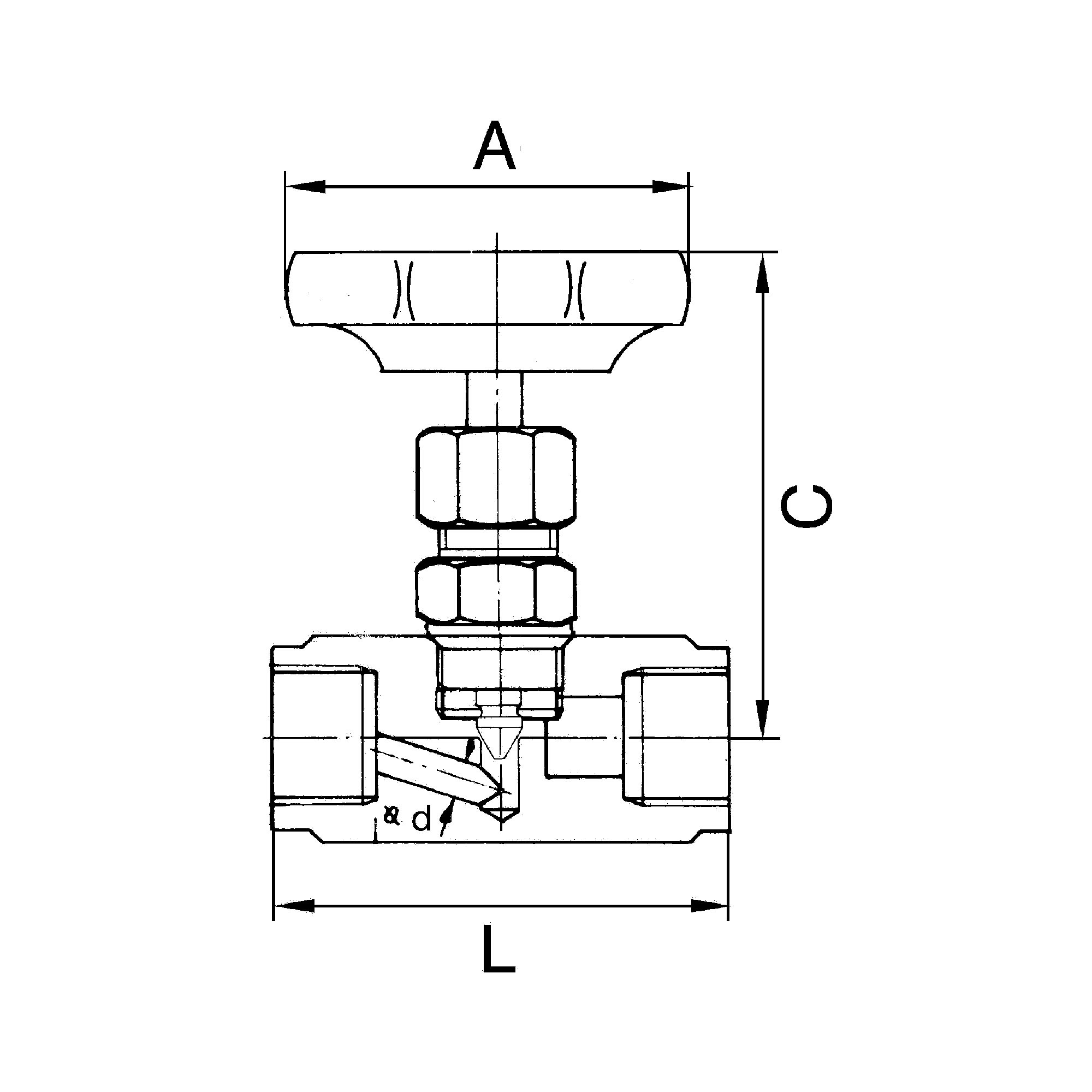 Needle valve, Stainless steel 1.4571, G 1/4, DN 5 - Riegler 103769