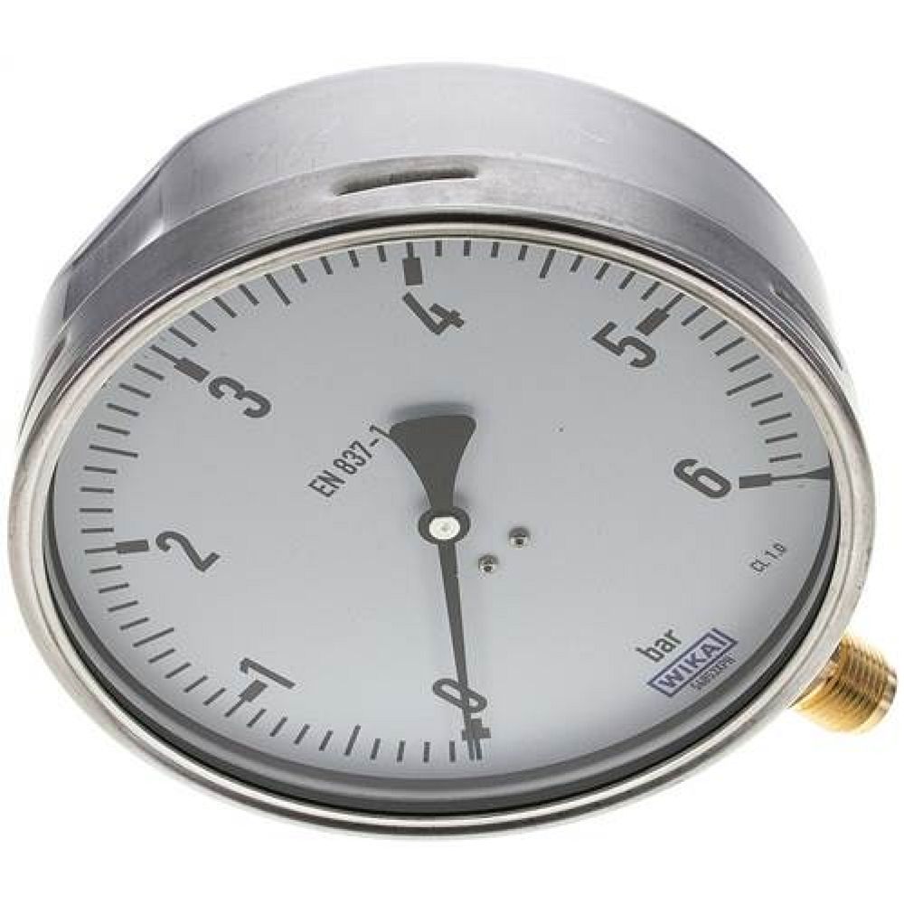 Wika MS 6160 CR Manometer senkrecht (CrNi/Ms), 160mm, 0-6 bar