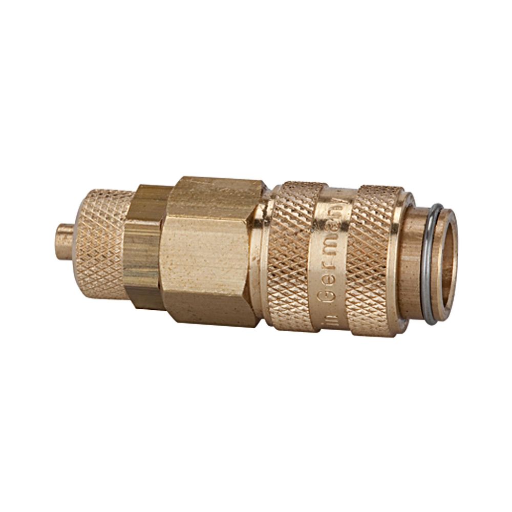 Riegler 107137.Quick-connect coupling I.D. 5, bright brass, Hose connection 8x6