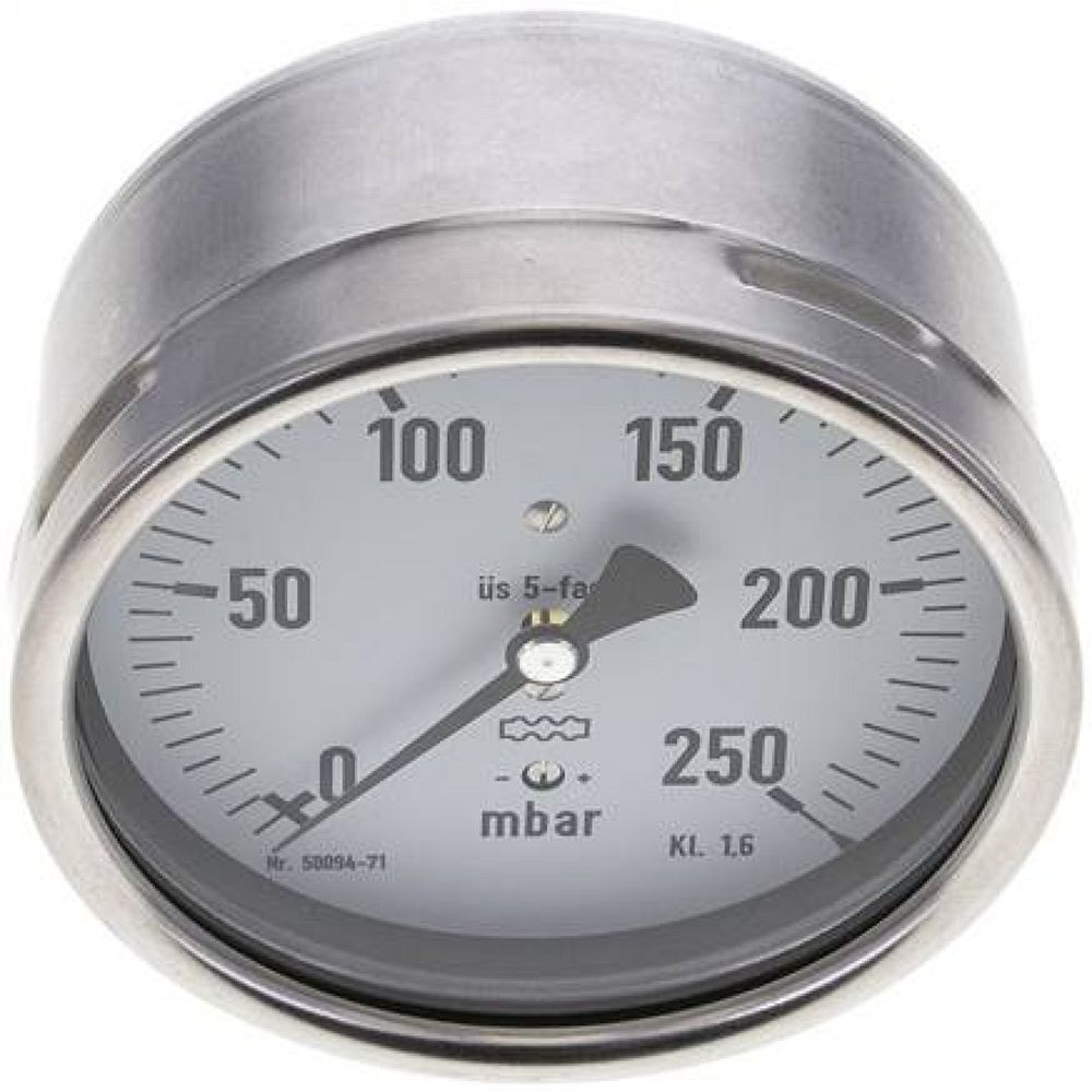 MW 250100 MB5CR ** Manometer waagerecht 100mm, 0-250 mbar, G 1/2"