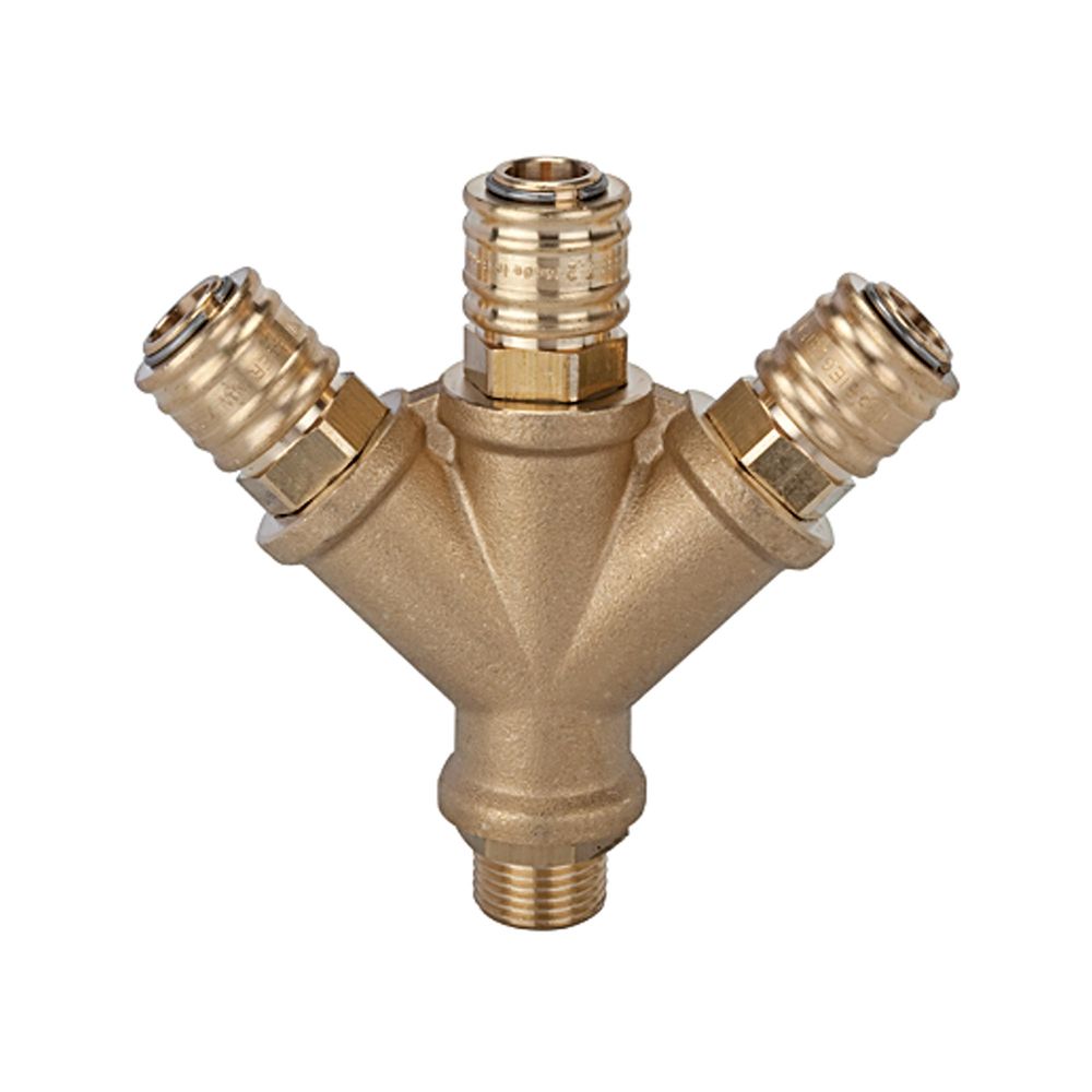 Riegler 107264.Distributor with 3 quick-connect couplings I.D. 7.2, G 1/4 ET