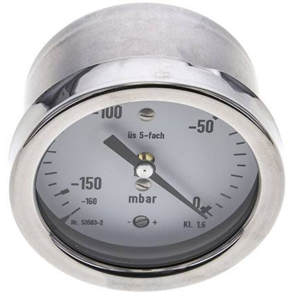 MW -16063 MB5CR ** Manometer waagerecht 63mm, -0,16 bar bis 0 bar mbar, G 1/4"