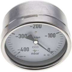 MW -400100 MB5CR ** Manometer waagerecht 100mm, -0,4 bar bis 0 bar mbar, G 1/2"