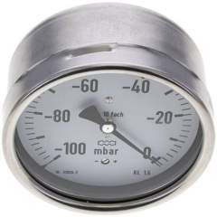 MW -100100 MB10CR Manometer waagerecht 100mm, -0,1 bar bis 0 bar mbar, G 1/2"