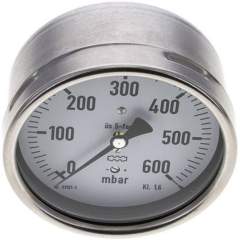 MW 600100 MB5CR ** Manometer waagerecht 100mm, 0-600 mbar, G 1/2"