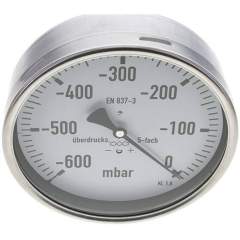 MW -600160 MB5CR ** Manometer waagerecht 160mm, -0,6 bar bis 0 bar mbar, G 1/2"