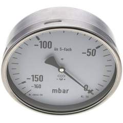 MW -160160 MB5CR ** Manometer waagerecht 160mm, -0,16 bar bis 0 bar mbar, G 1/2"