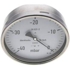 MW -40160 MB10CR Manometer waagerecht 160mm, -0,04 bar bis 0 bar mbar, G 1/2"