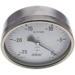 MW -25160 MB5CR ** Manometer waagerecht 160mm, -0,025 bar bis 0 bar mbar, G 1/2"