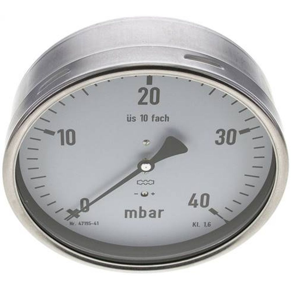 MW 40160 MB10CR Manometer waagerecht 160mm, 0-40 mbar, G 1/2"