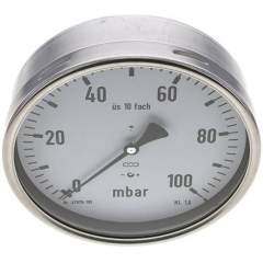 MW 100160 MB10 CR Manometer waagerecht 160mm, 0-100 mbar, G 1/2"