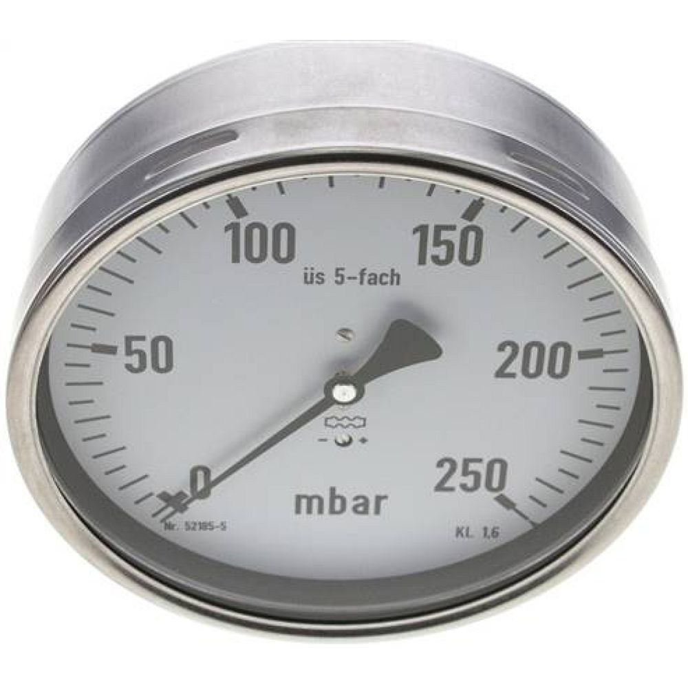 MW 250160 MB5CR ** Manometer waagerecht 160mm, 0-250 mbar, G 1/2"