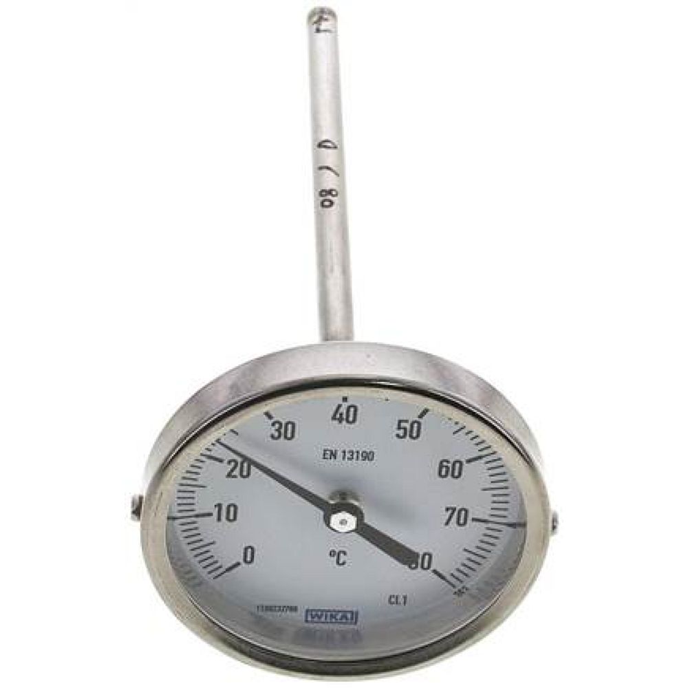 Wika TW 8080160 Bimetallthermometer, waagerecht D80/0 bis +80°C/160mm