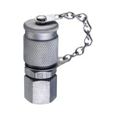 Stauff 1210026688. Test Coupling Stauff Test 20 with 24° Taper / O-Ring Light Series 06L Self Lock Metal Protective Cap NBR-Seal Steel, Zinc-Nickel