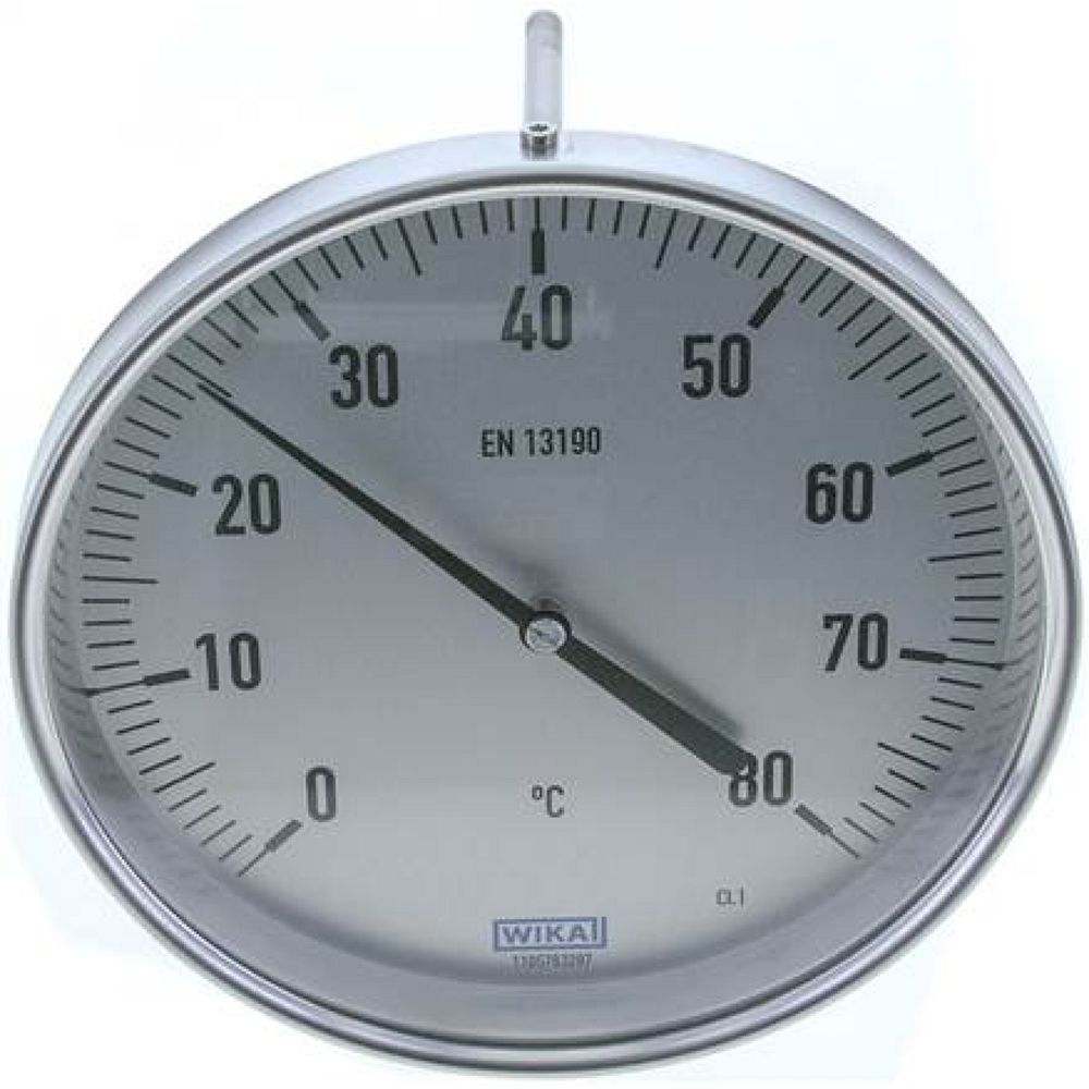 Wika TW 80160200 Bimetallthermometer, waagerecht D160/0 bis +80°C/200mm