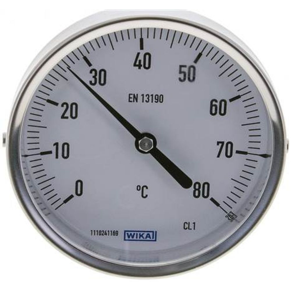 Wika TWT 8010063 ES Bimetallthermometer, waagerecht D100/0 bis +80°C/63mm