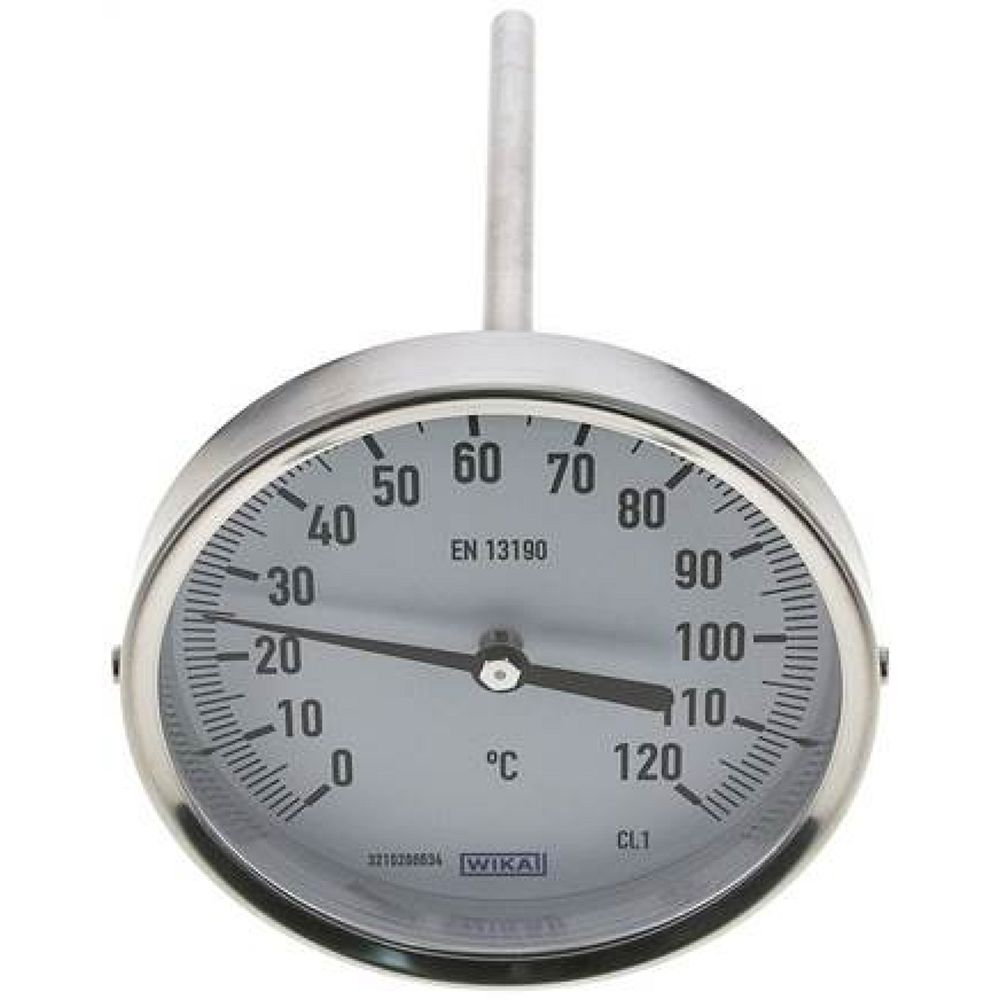 Wika TWT 120100160 ES Bimetallthermometer, waagerecht D100/0 bis +120°C/160mm