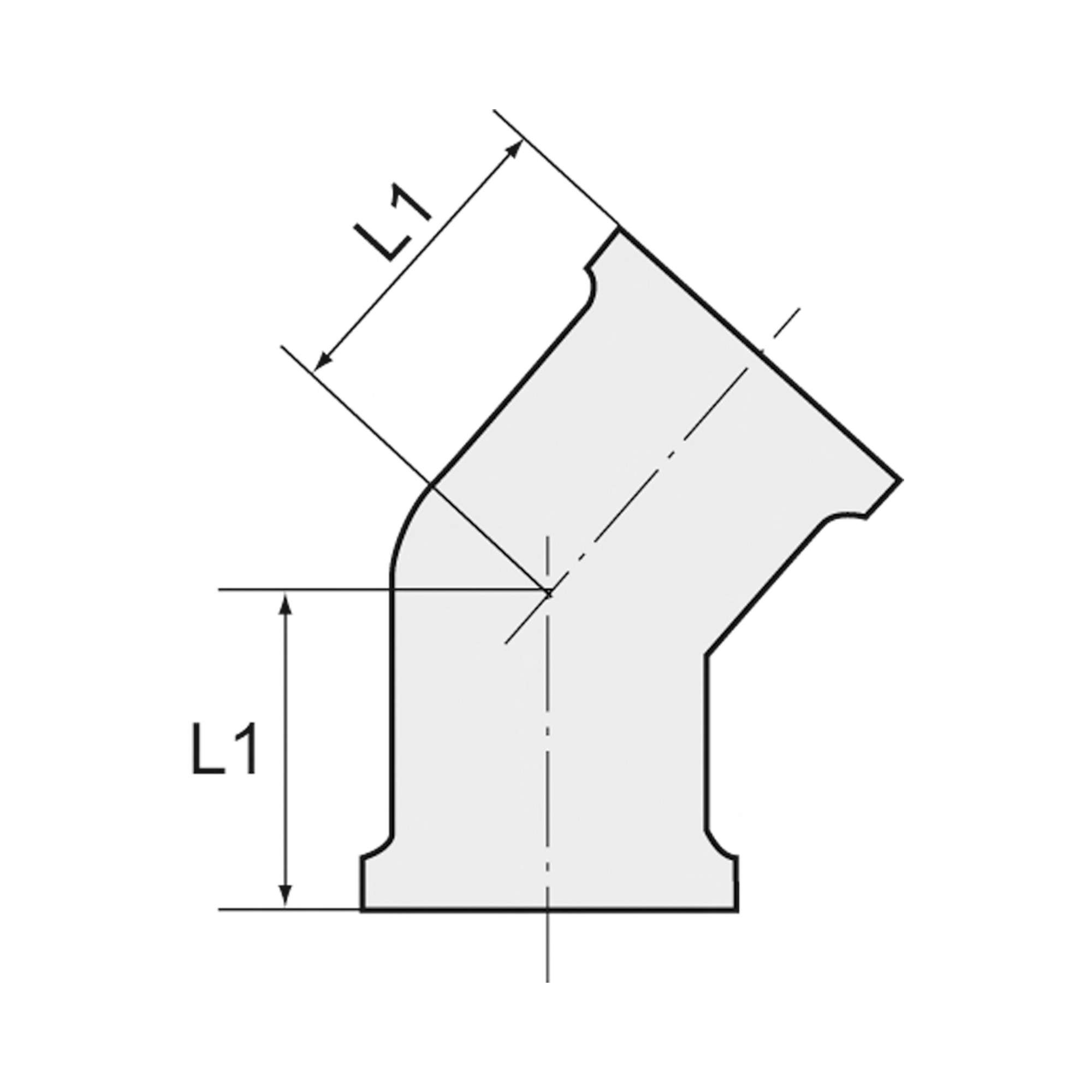 Winkelstück, 45°, innen/innen, G 3/4, Druck 16 bar, Messing blank - Riegler 194117