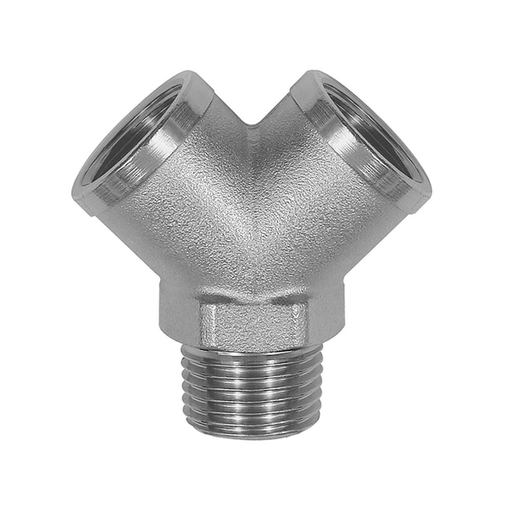 Riegler 112597. Verteiler, 2fach, R 1/4 AG, Abgänge 2 x G 1/4 IG, Messing vern.